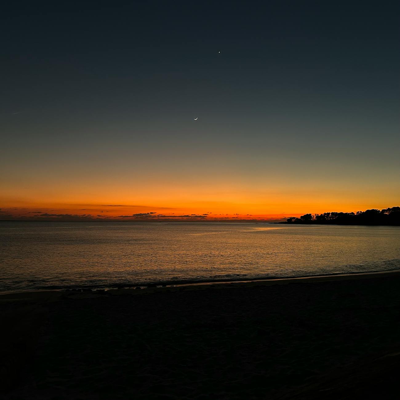 Beautiful sunset view over the sea in Sarzeau, Bretagne, France.