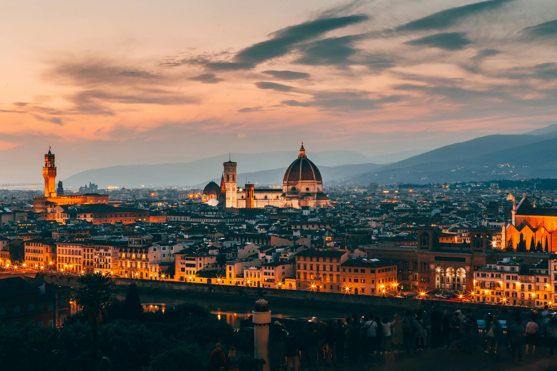 Breathtaking view of Florence’s iconic skyline, featuring the cathedral, captured at twilight. Breathtaking view of Florence’s iconic skyline, featuring the cathedral, captured at twilight.