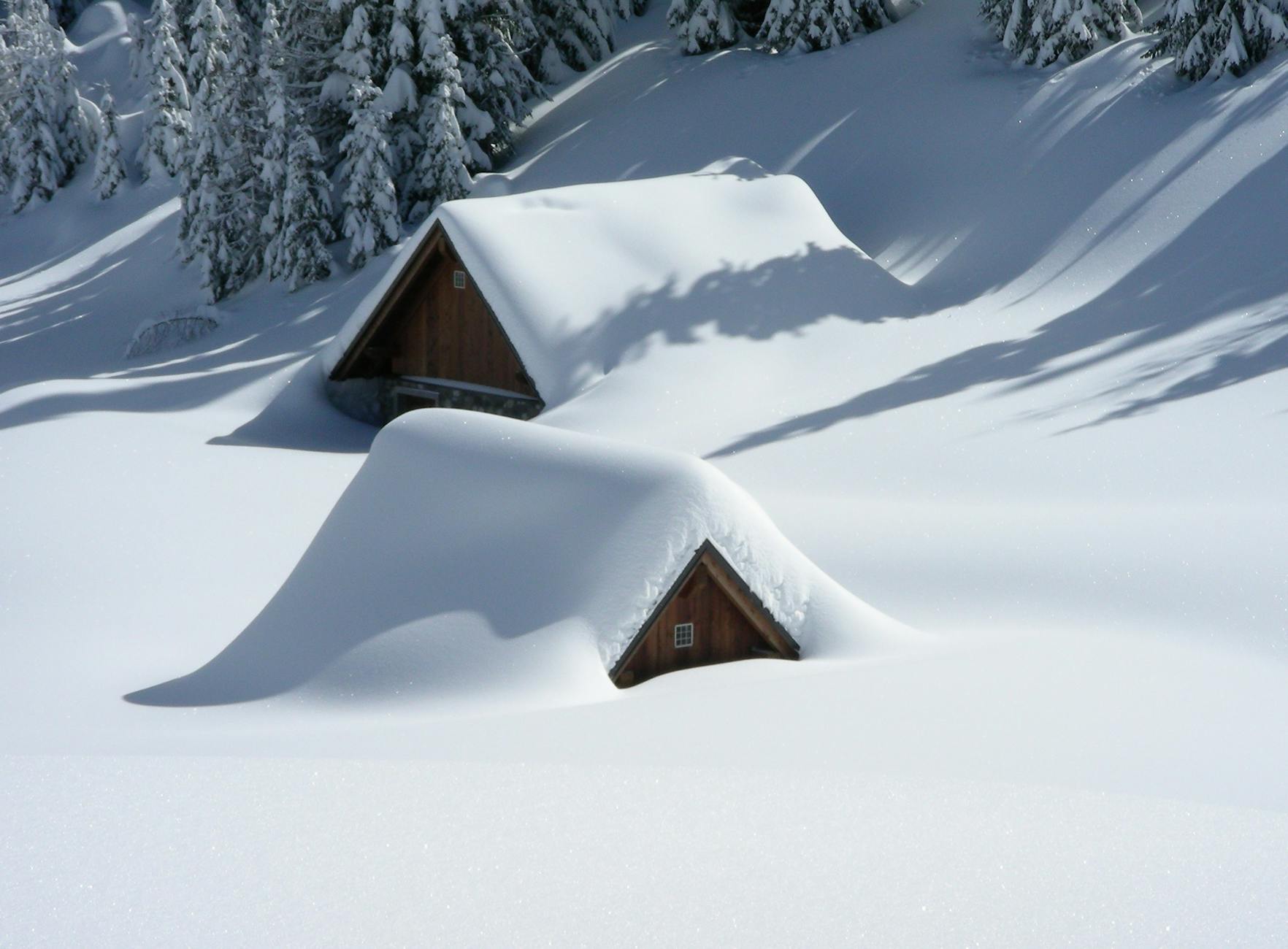 Peaceful snow-covered cabins nestled in a winter forest landscape. Ideal for seasonal wallpapers and nature lovers. Peaceful snow-covered cabins nestled in a winter forest landscape. Ideal for seasonal wallpapers and nature lovers.